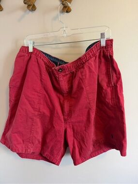 Vintage Polo Ralph Lauren Red Elastic Drawstring Cotton Twill Prep Shorts XXL